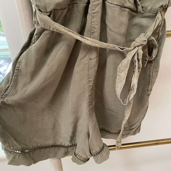 Anthropologie Cloth & Stone Burlingame Wrap V-Neck Romper Olive Green Size S - Picture 6 of 8
